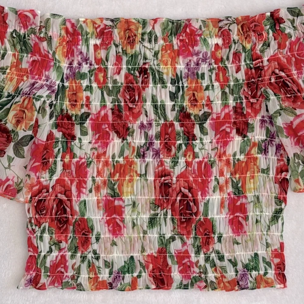 L'Agence | Bexley Off Shoulder Smocked Floral Top White Multi Garden Floral (XS) - Picture 7 of 15
